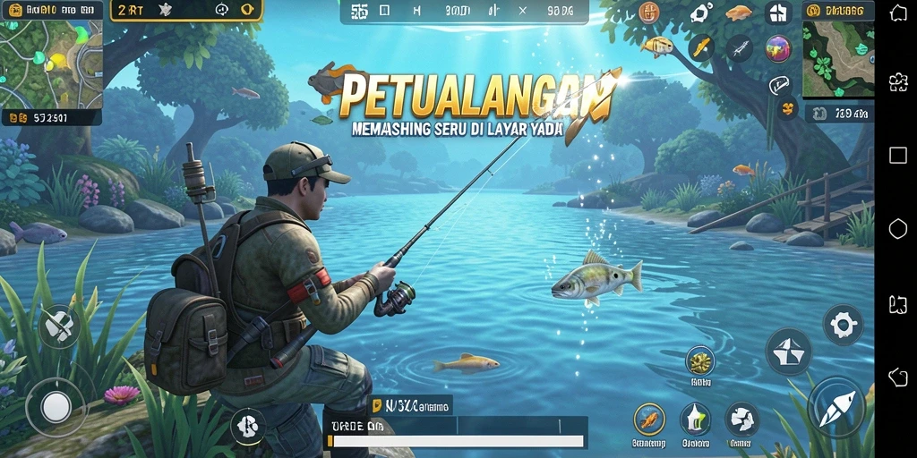 Tampilan menarik dari gameplay Fishing di 55RT dengan banyak ikan.