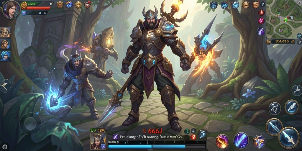 Tampilan menarik dari gameplay MMORPG dalam 666J yang seru.