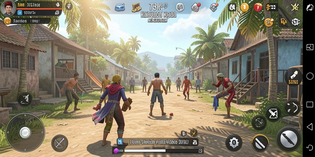 Screenshot menampilkan gameplay yang interaktif dan mendetail dari 73K.
