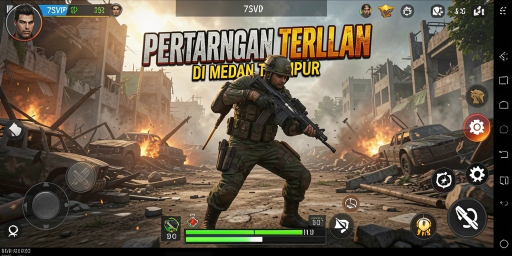 Tampilan gameplay menegangkan di medan tempur 7SVIP.
