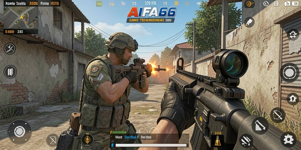 Screenshot AIFA66 menampilkan aksi gameplay FPS yang menarik.