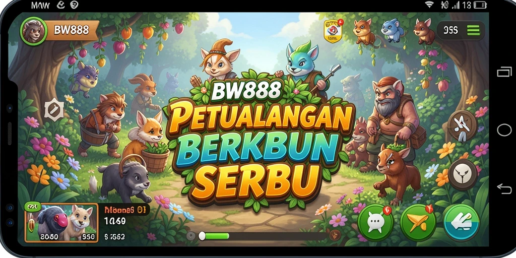 Screenshot gameplay BW888 menampilkan aktivitas berkebun dan interaksi sosial.