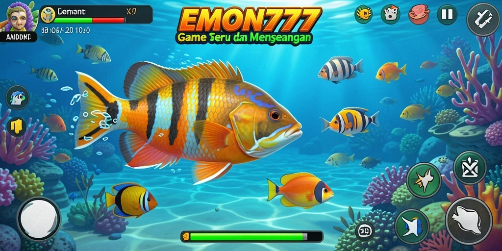 Tampilan gameplay menarik dari EMON777 saat menangkap ikan.