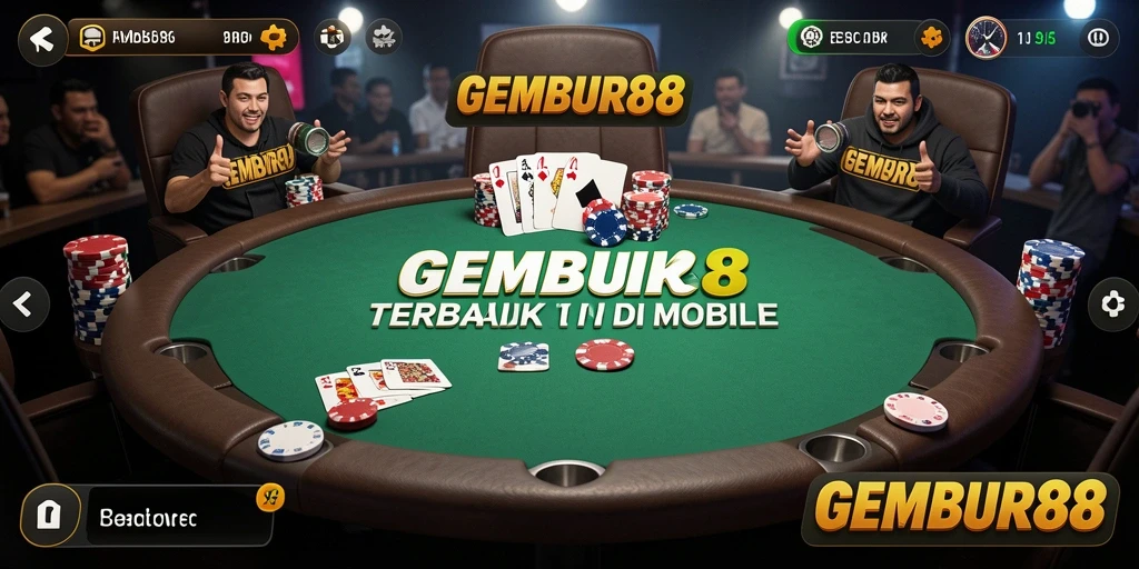 Screenshot gameplay poker GEMBUR88 menampilkan aksi seru dan strategi yang mendebarkan.