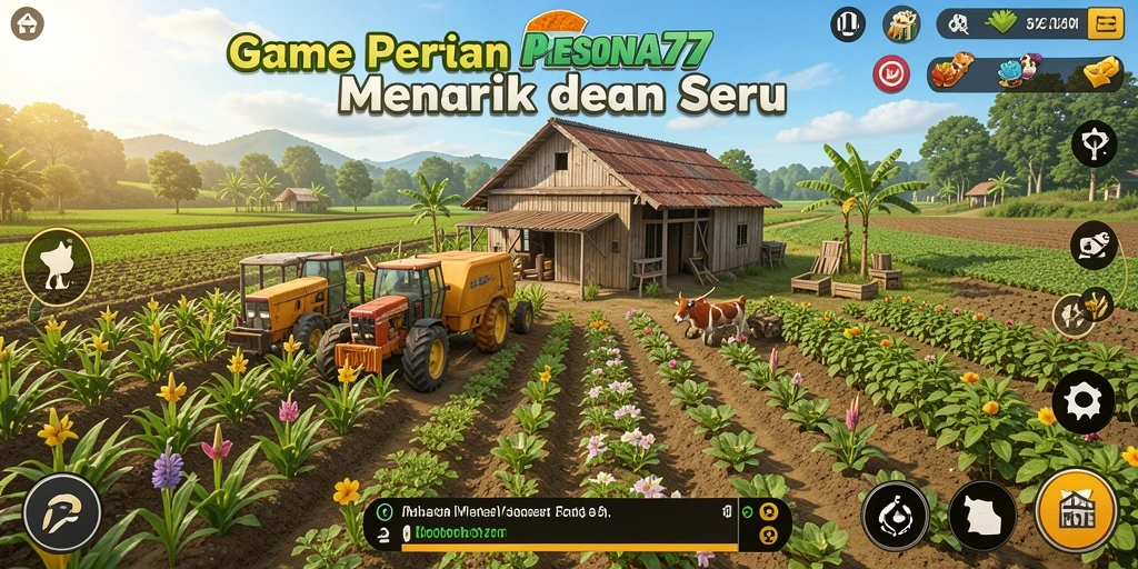 Screenshot PESONA77 menunjukkan gameplay pertanian yang seru dan interaktif.