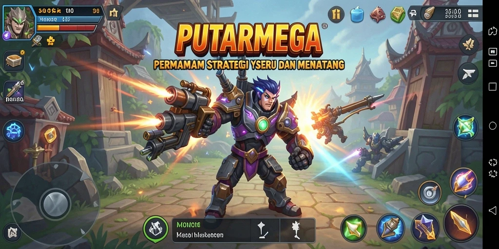 Tangkapan layar PUTARMEGA yang menunjukkan aksi strategis dan interaksi antar pemain.