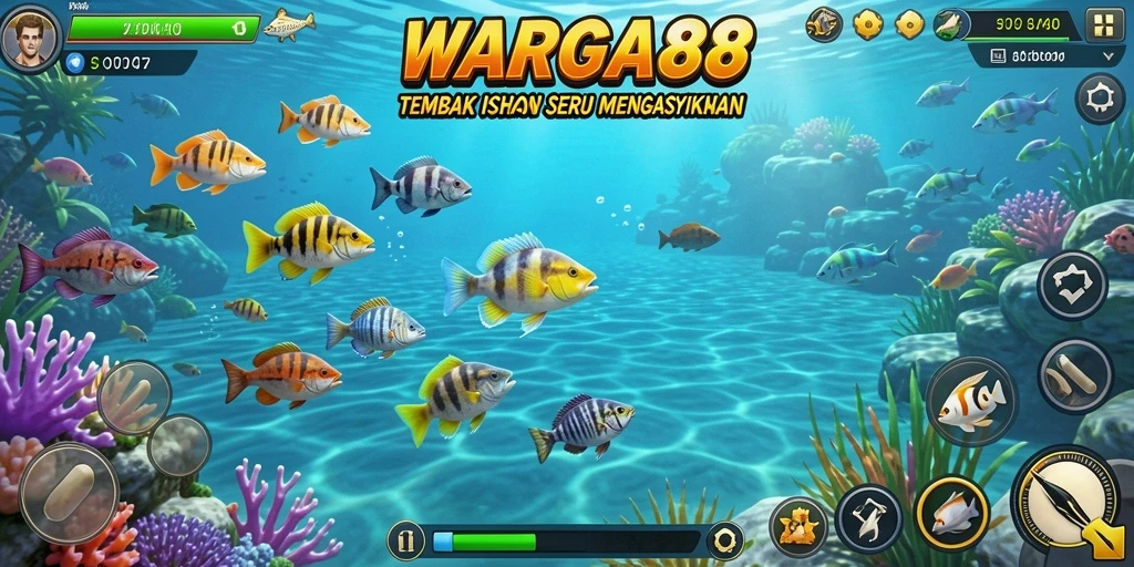 Screenshot gameplay <strong>WARGA88</strong> menampilkan momen seru menembak ikan.