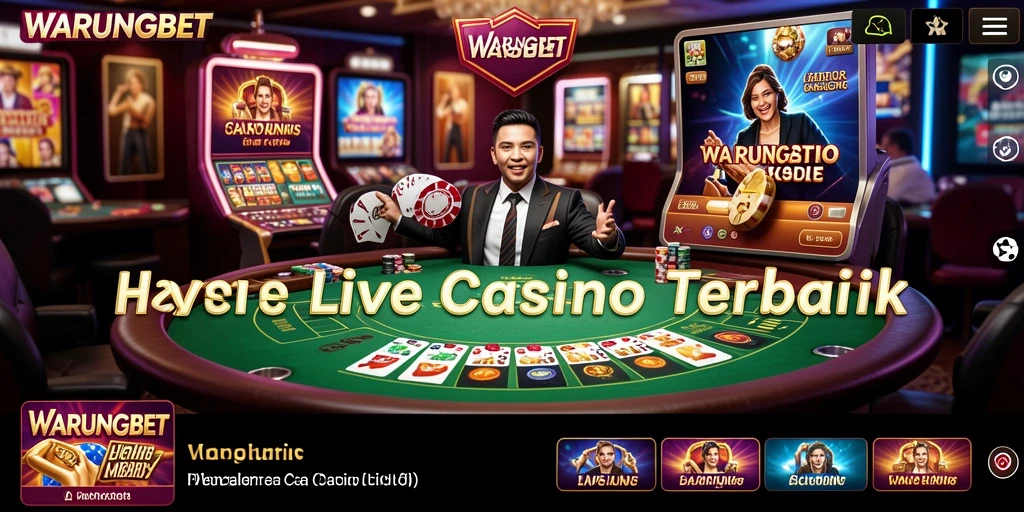 Screenshot utama WARUNGBET menampilkan dealer langsung dan interaksi pemain.